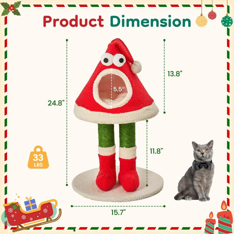 Royalcraft Christmas Tree Cat Tower for Indoor Cats, Multi-Level Wooden Cat Tree with Scratching Posts, Sisal Cat Scratcher & Cozy Cat Beds,Green