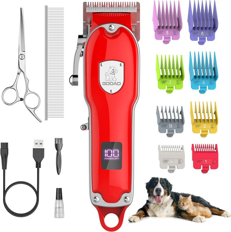 GOOAD Dog Clippers for Grooming, Dog Grooming Kit, Cordless Dog Grooming Clippers for Thick Coats, Dog Hair Trimmer, Low Noise Dog Shaver Clippers, Quiet Pet Hair Clippers for Dogs Cats