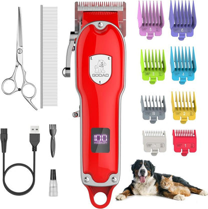 GOOAD Dog Clippers for Grooming, Dog Grooming Kit, Cordless Dog Grooming Clippers for Thick Coats, Dog Hair Trimmer, Low Noise Dog Shaver Clippers, Quiet Pet Hair Clippers for Dogs Cats