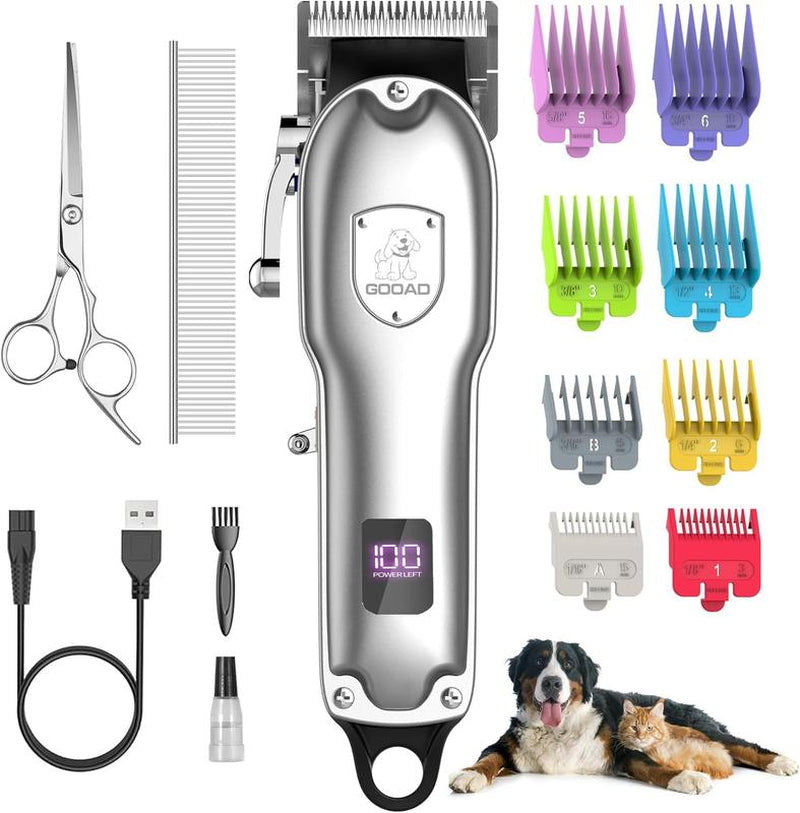 GOOAD Dog Clippers for Grooming, Dog Grooming Kit, Cordless Dog Grooming Clippers for Thick Coats, Dog Hair Trimmer, Low Noise Dog Shaver Clippers, Quiet Pet Hair Clippers for Dogs Cats