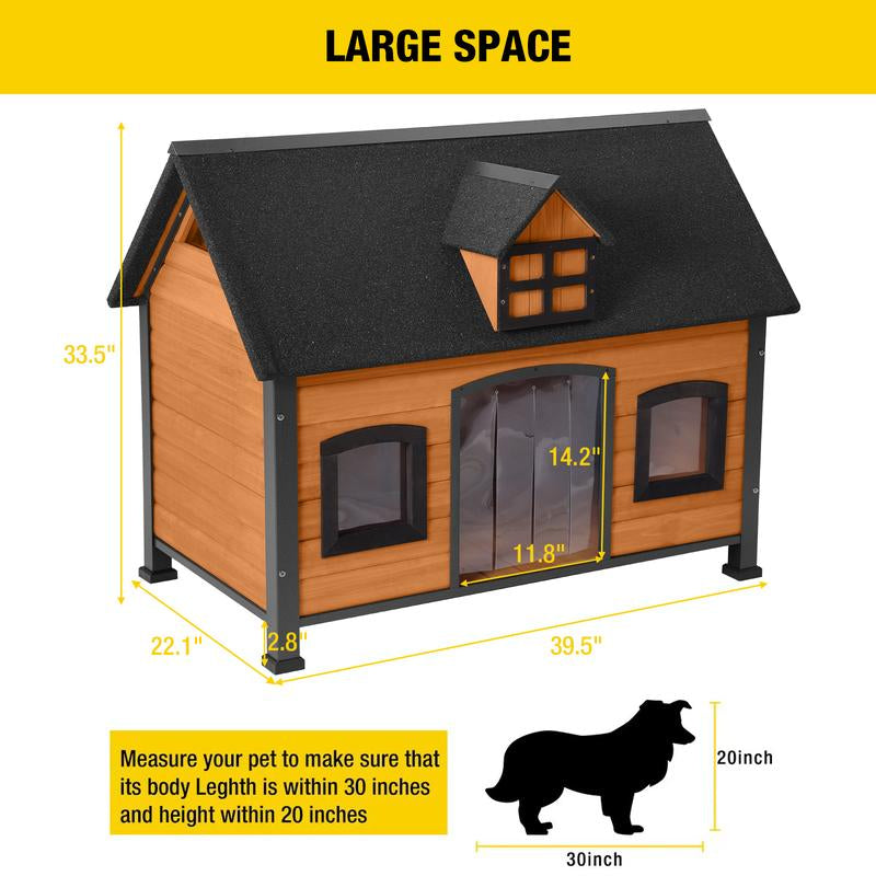 Aivituvin-Air90 Premium Wooden Dog House | Iron Frame and Asphalt Roof