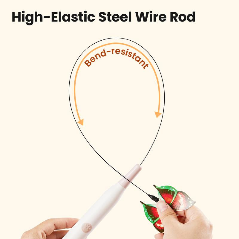 Potaroma Spinning Butterfly Cat Toy Wand – Electric Interactive Cat Teaser with Suction Cup Self-Play & Handheld Mode for Indoor Kittens, Durable Automatic Play Toy