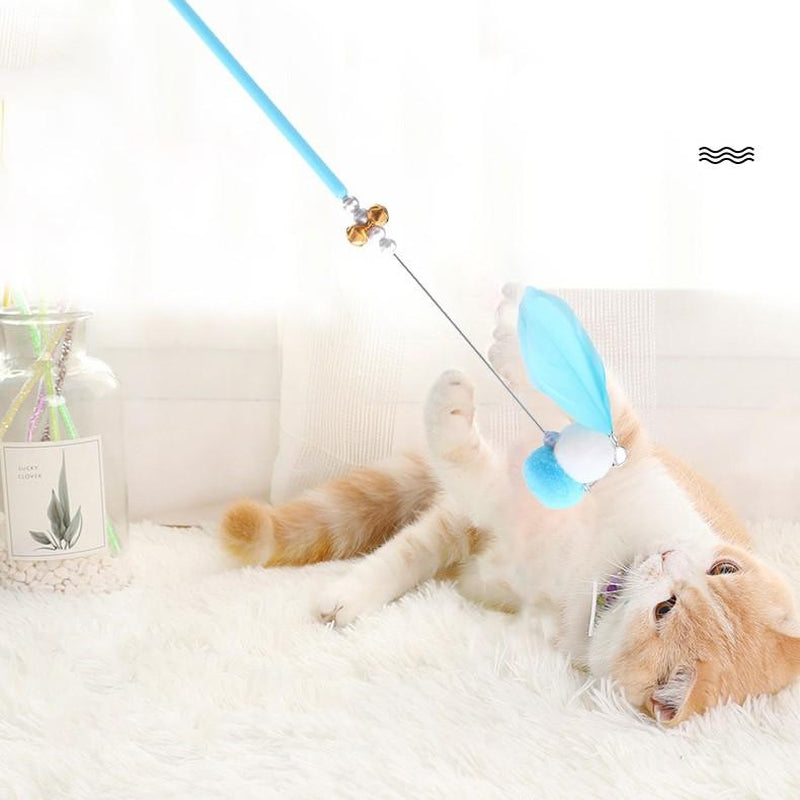 Interactive New Feather Fairy Cat Toy with Bell Feather Sticky Toys for Indoor Cats Kitten Play Chase Exercise Cat Playground Teaser