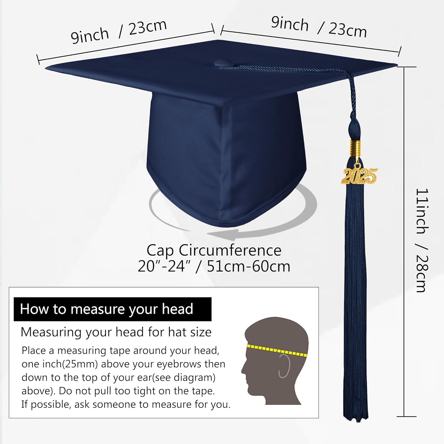 Matte Graduation Gown Cap Tassel Set 2025 for High School and Bachelor