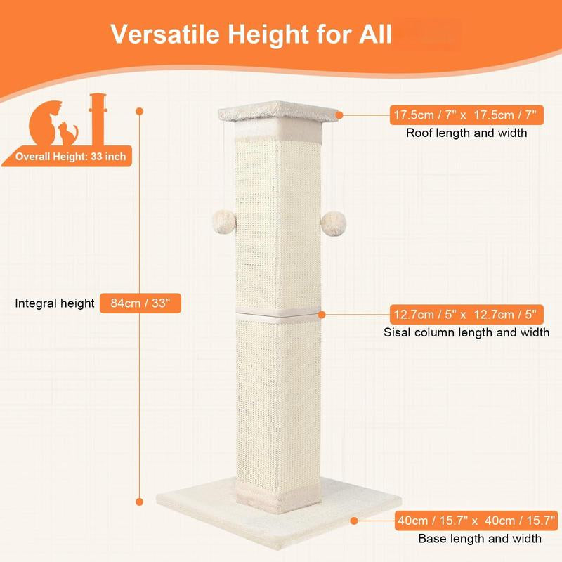 Cat 33 Inch Sisal Scratch for Indoor Cats Large Scratcher Protect Your Furniture All Breeds