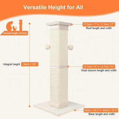Cat 33 Inch Sisal Scratch for Indoor Cats Large Scratcher Protect Your Furniture All Breeds