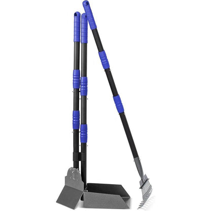 Ultimate Dog Waste Cleanup Kit - Adjustable Stainless Steel Handles - Includes Pooper Scooper, Poop Tray, and Rake Set Swivel Pooper