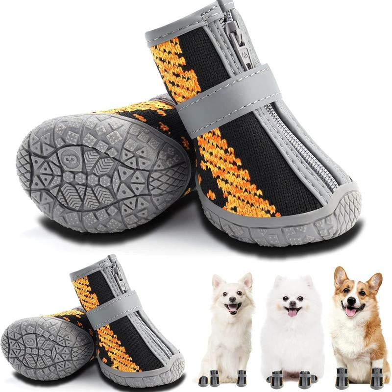 Hcpet Adjustable Waterproof Dog Shoes for Small Dogs, Breathable Dog Boots & Paw Protectors for Hot Pavement Winter Snow Hiking, Anti-Slip Dog Booties for Hardwood Floor