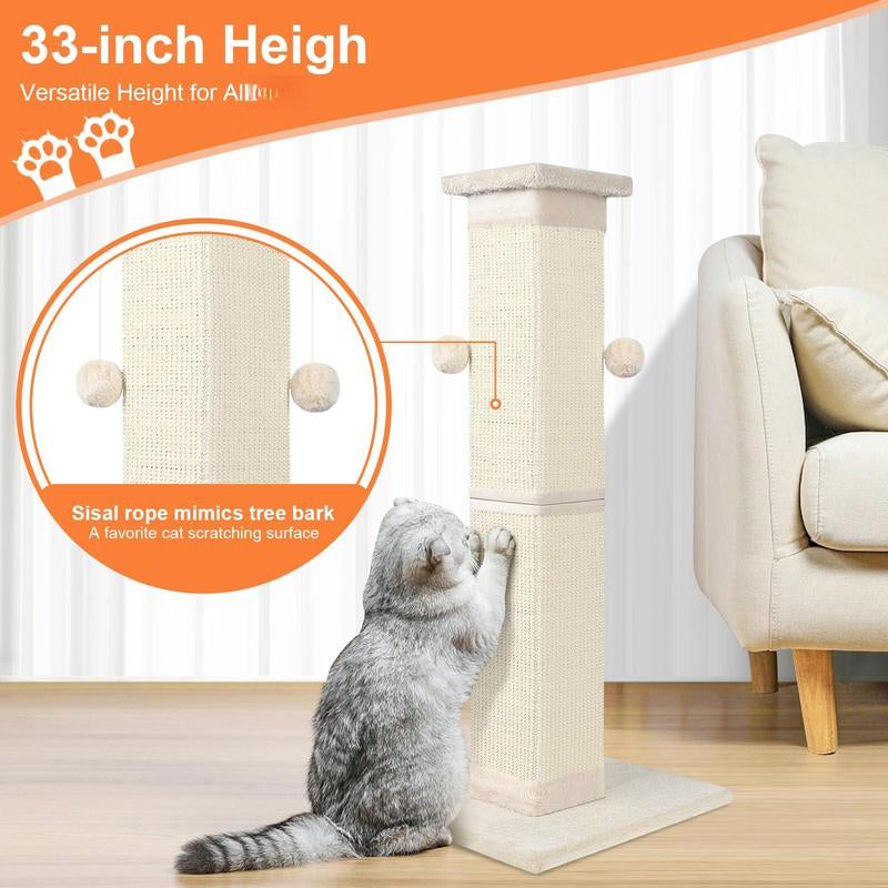 Cat 33 Inch Sisal Scratch for Indoor Cats Large Scratcher Protect Your Furniture All Breeds