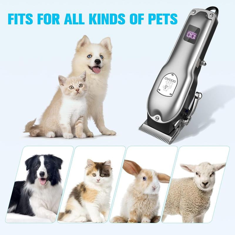 GOOAD Dog Clippers for Grooming, Dog Grooming Kit, Cordless Dog Grooming Clippers for Thick Coats, Dog Hair Trimmer, Low Noise Dog Shaver Clippers, Quiet Pet Hair Clippers for Dogs Cats