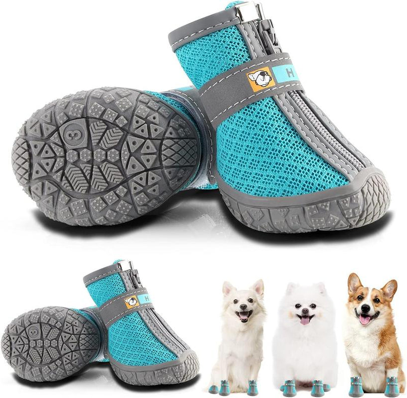 Hcpet Adjustable Waterproof Dog Shoes for Small Dogs, Breathable Dog Boots & Paw Protectors for Hot Pavement Winter Snow Hiking, Anti-Slip Dog Booties for Hardwood Floor