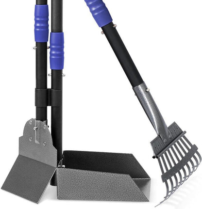 Ultimate Dog Waste Cleanup Kit - Adjustable Stainless Steel Handles - Includes Pooper Scooper, Poop Tray, and Rake Set Swivel Pooper