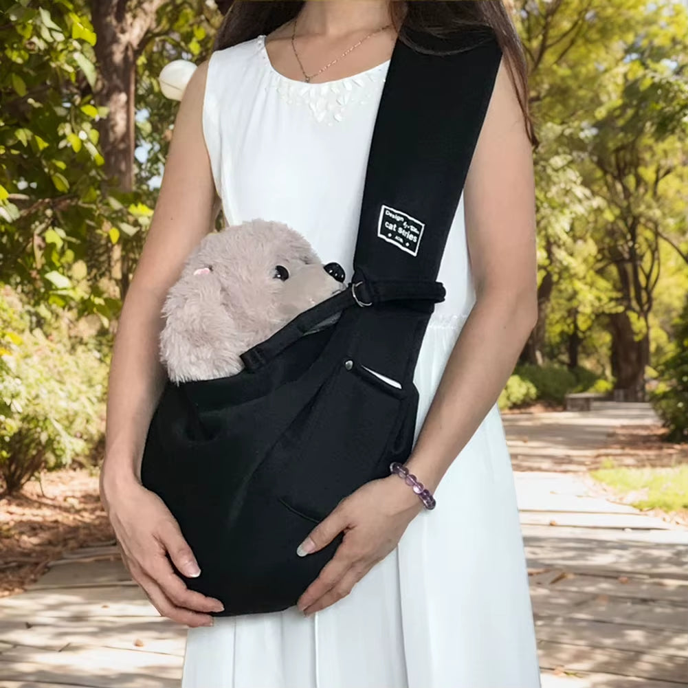 Pet Dog Sling Carrier Pet Crossbody Shoulder Bag Adjustable Strap Pet Carrier Bag with Safety Harness for Small Dogs Cats