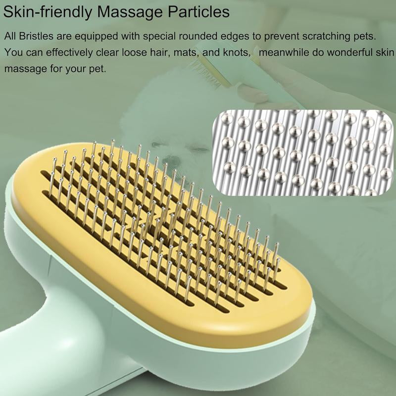 Cat Dod Pin Brush with Release Button,Cat Brush Pet Grooming Brush for Long&Short Haired Dogs Cats,Self Cleaning Slicker Brush Dog Hair Brush for Puppy Kitten Dog Massage and Removal of Loose Fur,Tangled Hair & Mats