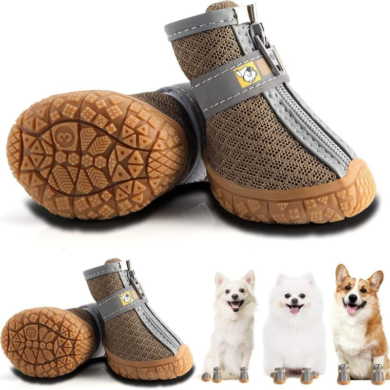 Hcpet Adjustable Waterproof Dog Shoes for Small Dogs, Breathable Dog Boots & Paw Protectors for Hot Pavement Winter Snow Hiking, Anti-Slip Dog Booties for Hardwood Floor