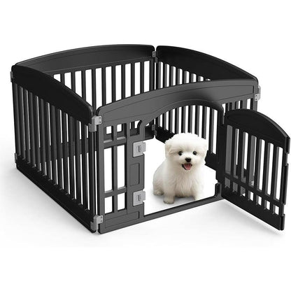 4-Panel 24" Dog Playpen – Foldable & Portable Pet Fence for Indoor/Outdoor Use (35"X35"X24", Easy-Clean White Design, Ideal for Small/Medium Dogs)