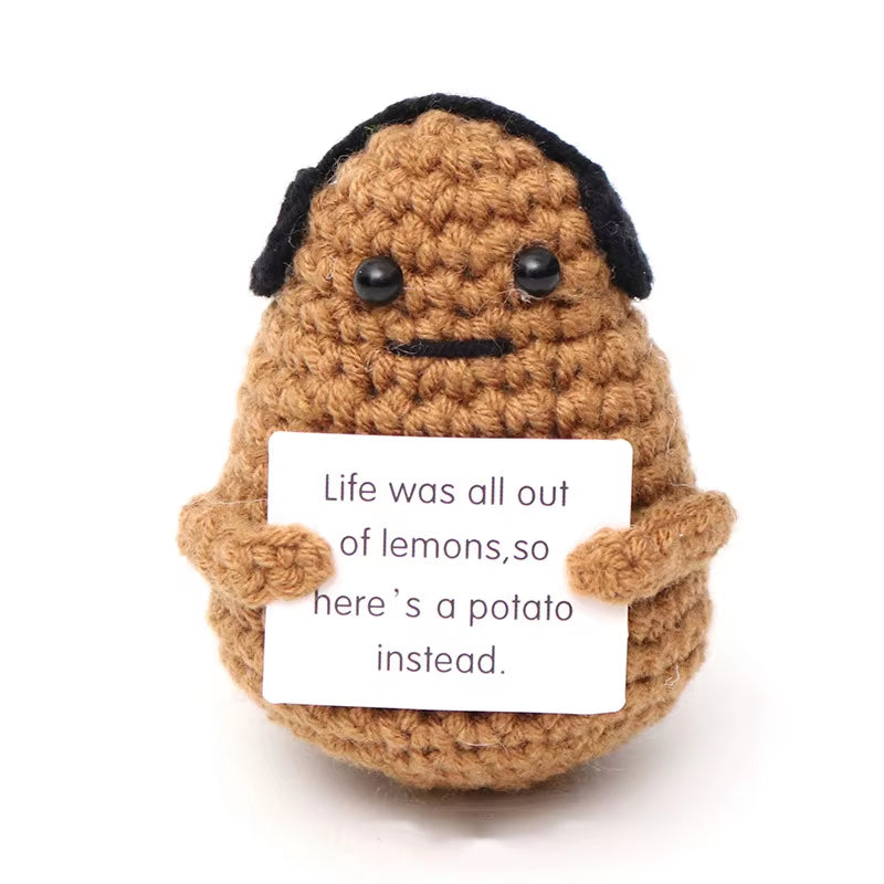 Positive Energy Crochet Potatoes Doll Crochet Vegetable Fruit Pickle Mini Gift Handmade Knitted Duck Ornament Home Room Decor