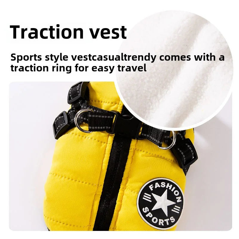 Pet Dog Jacket with Harness Winter Warm Dog Clothes for Labrador Waterproof Small Dog Coat Chihuahua French Bulldog Outfits