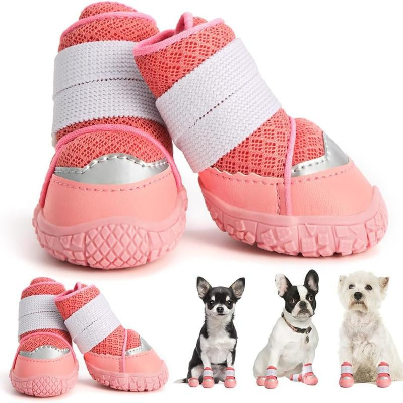 Hcpet Adjustable Waterproof Dog Shoes for Small Dogs, Breathable Dog Boots & Paw Protectors for Hot Pavement Winter Snow Hiking, Anti-Slip Dog Booties for Hardwood Floor