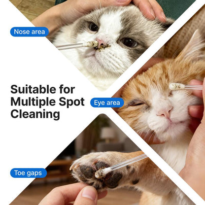 Potaroma Pet Ear Cleaning Cotton Swabs – Earwax & Odor Remover for Cats & Dogs, Individually Wrapped, Break-To-Release Liquid, Dry/Wet Dual-Use, 100 Pack with Aloe, Witch Hazel & Chamomile Formula