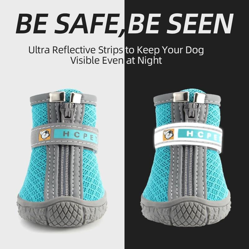 Hcpet Adjustable Waterproof Dog Shoes for Small Dogs, Breathable Dog Boots & Paw Protectors for Hot Pavement Winter Snow Hiking, Anti-Slip Dog Booties for Hardwood Floor