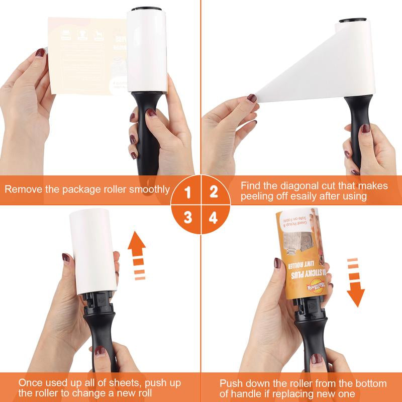 Lint Roller for Pet Hair, Extra Sticky Lint Rollers Pet Hair Remover for Clothes, Work Great on Pet Hair Value Pack (4 Pack