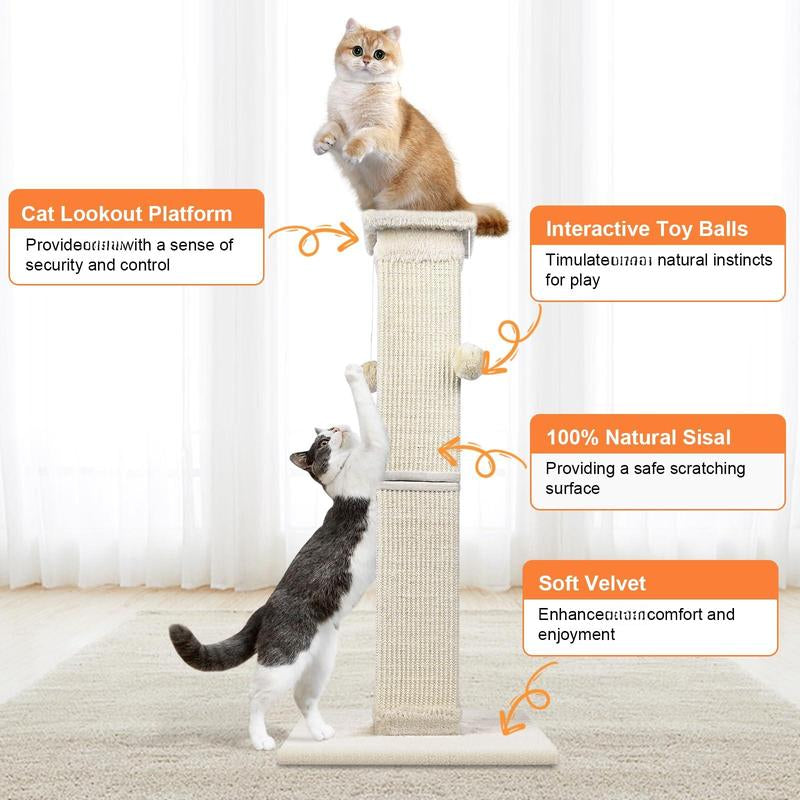 Cat 33 Inch Sisal Scratch for Indoor Cats Large Scratcher Protect Your Furniture All Breeds