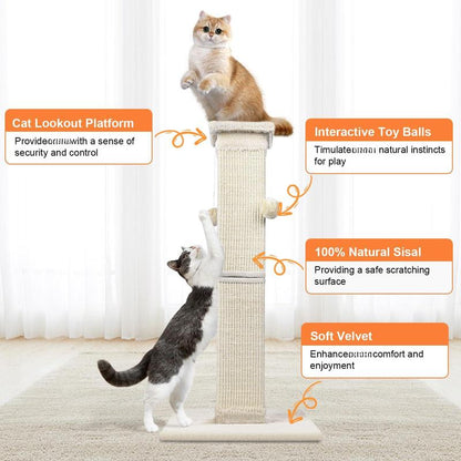 Cat 33 Inch Sisal Scratch for Indoor Cats Large Scratcher Protect Your Furniture All Breeds