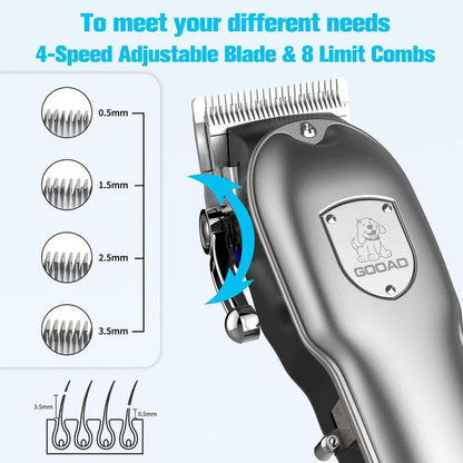 GOOAD Dog Clippers for Grooming, Dog Grooming Kit, Cordless Dog Grooming Clippers for Thick Coats, Dog Hair Trimmer, Low Noise Dog Shaver Clippers, Quiet Pet Hair Clippers for Dogs Cats