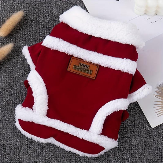 Dachshund Merch Santa Claus Pet Vest Cozy Knitted Dog Jacket Waterproof Dog Coat Small to Medium Breeds Winter Th Easy Button Closure 100% Polyester Fleece Dog Winter Clothes