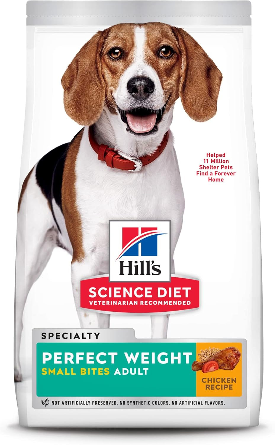 Dry Dog Food, Adult, Small Bites, Perfect Weight for Weight Management, Chicken Recipe, 15 Lb. Bag