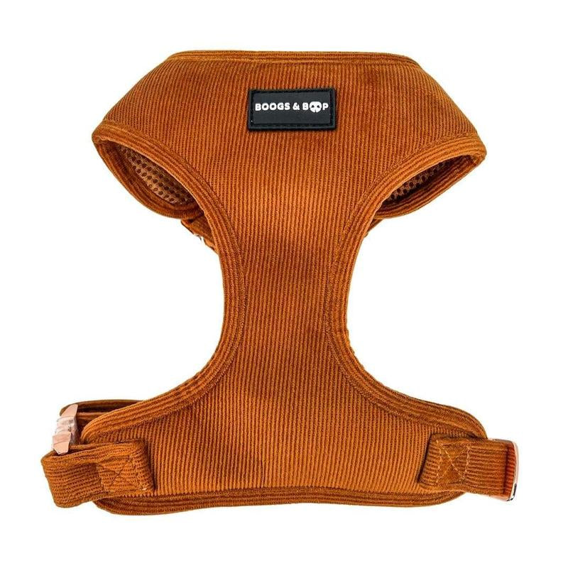 Adjustable Corduroy Dog Harness - Rust