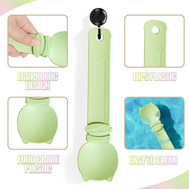 Cat Treat Feeder - 4 Pcs Interactive and Mess-Free Snack Press Feeders with Extra Long Handle, Handheld Dog Kittens Clean&Healthy Feeding Accessories