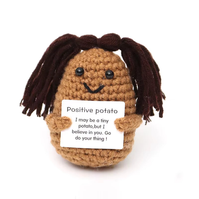 Positive Energy Crochet Potatoes Doll Crochet Vegetable Fruit Pickle Mini Gift Handmade Knitted Duck Ornament Home Room Decor