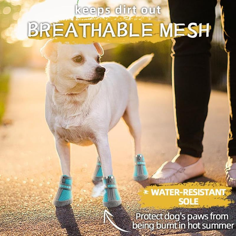 Hcpet Adjustable Waterproof Dog Shoes for Small Dogs, Breathable Dog Boots & Paw Protectors for Hot Pavement Winter Snow Hiking, Anti-Slip Dog Booties for Hardwood Floor