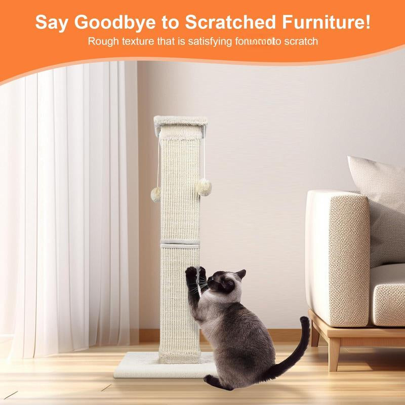 Cat 33 Inch Sisal Scratch for Indoor Cats Large Scratcher Protect Your Furniture All Breeds