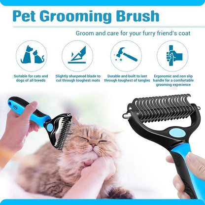 FIDEH’S 4-In-1 Pet Supplies-Reusable Cat and Dog Hair Remover Brush +Pet Grooming Double Sided Shedding Brush+Pet Nails Clippers & Trimmers+Razor Sharp Blade+Nylon Pet Collar for Medium Dogs (4Pcs Pink)