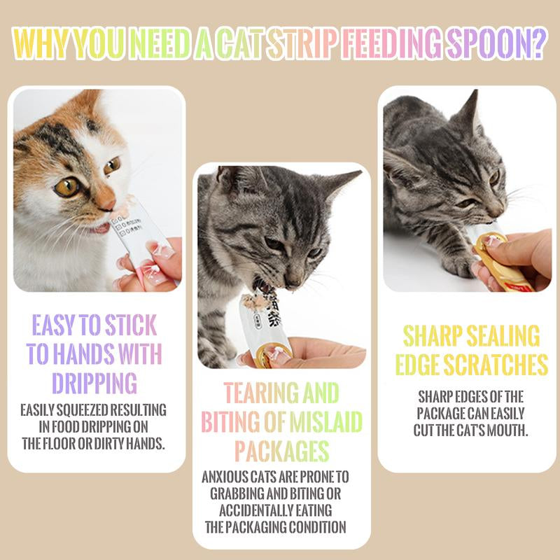 Cat Treat Feeder - 4 Pcs Interactive and Mess-Free Snack Press Feeders with Extra Long Handle, Handheld Dog Kittens Clean&Healthy Feeding Accessories