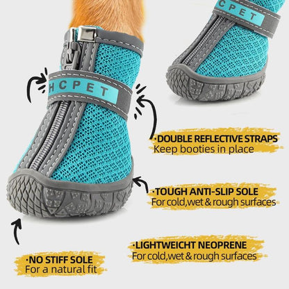 Hcpet Adjustable Waterproof Dog Shoes for Small Dogs, Breathable Dog Boots & Paw Protectors for Hot Pavement Winter Snow Hiking, Anti-Slip Dog Booties for Hardwood Floor