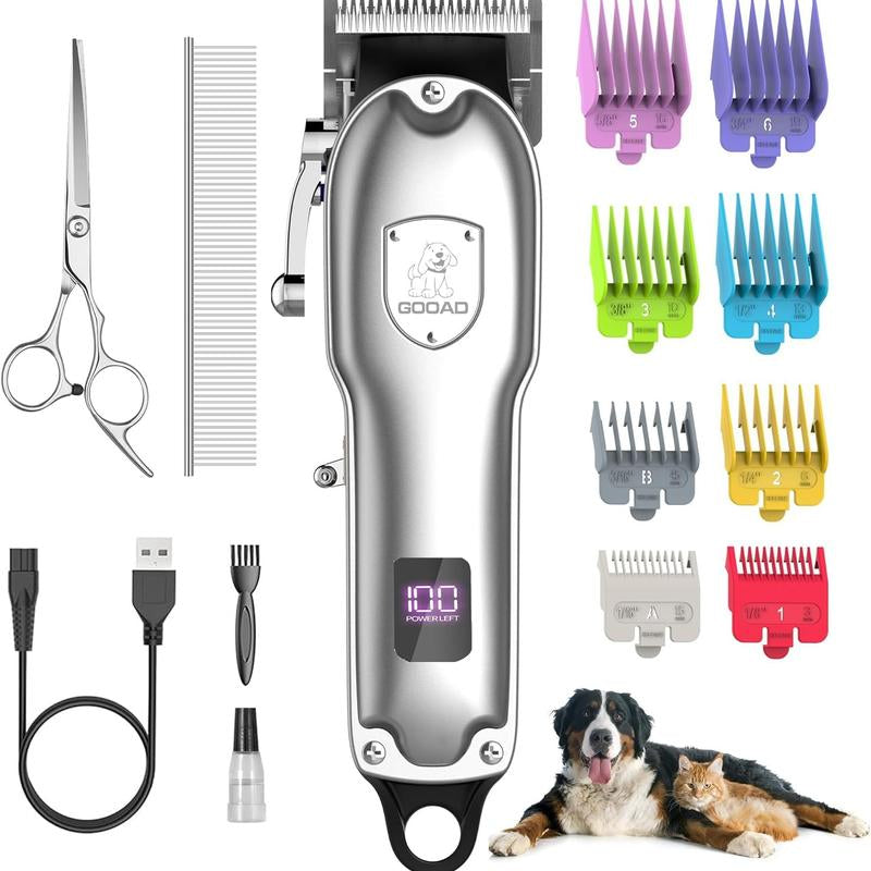 GOOAD Dog Clippers for Grooming, Dog Grooming Kit, Cordless Dog Grooming Clippers for Thick Coats, Dog Hair Trimmer, Low Noise Dog Shaver Clippers, Quiet Pet Hair Clippers for Dogs Cats