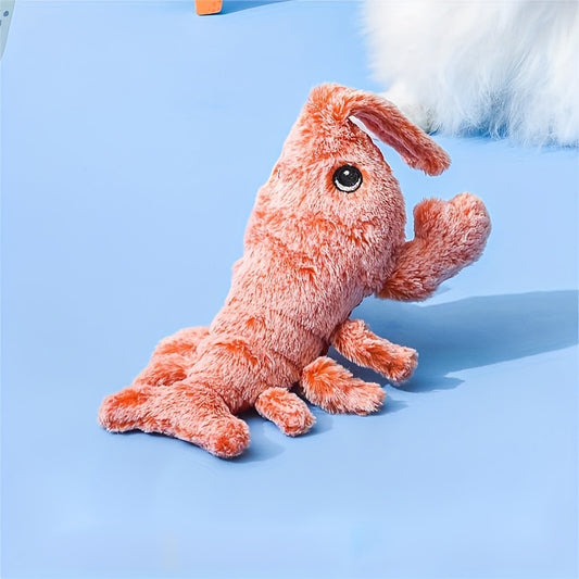 Pet Gravity Shrimp Plush Toy USB Charging Simulate Lobster Electric Jumping Cat Toys, Simulation Lobster Dog Toy, USB Charging with Catnip Plush Cat Toy, Pet Dog Cats Stuffed Interactive Toy
