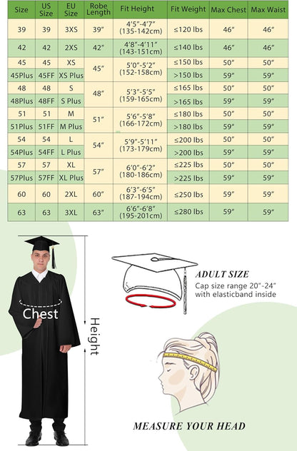 Matte Graduation Gown Cap Tassel Set 2025 for High School and Bachelor