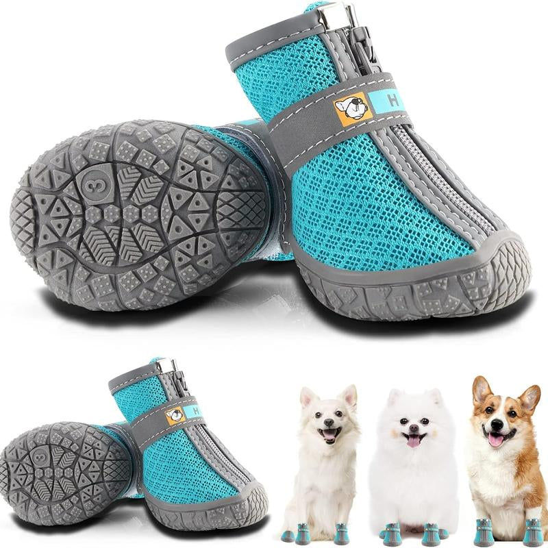 Hcpet Adjustable Waterproof Dog Shoes for Small Dogs, Breathable Dog Boots & Paw Protectors for Hot Pavement Winter Snow Hiking, Anti-Slip Dog Booties for Hardwood Floor