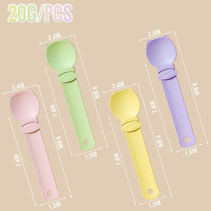 Cat Treat Feeder - 4 Pcs Interactive and Mess-Free Snack Press Feeders with Extra Long Handle, Handheld Dog Kittens Clean&Healthy Feeding Accessories