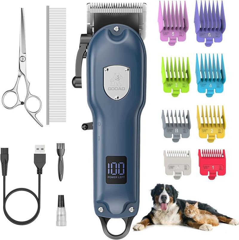 GOOAD Dog Clippers for Grooming, Dog Grooming Kit, Cordless Dog Grooming Clippers for Thick Coats, Dog Hair Trimmer, Low Noise Dog Shaver Clippers, Quiet Pet Hair Clippers for Dogs Cats