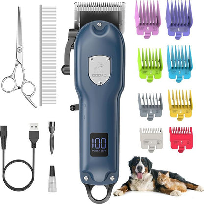GOOAD Dog Clippers for Grooming, Dog Grooming Kit, Cordless Dog Grooming Clippers for Thick Coats, Dog Hair Trimmer, Low Noise Dog Shaver Clippers, Quiet Pet Hair Clippers for Dogs Cats
