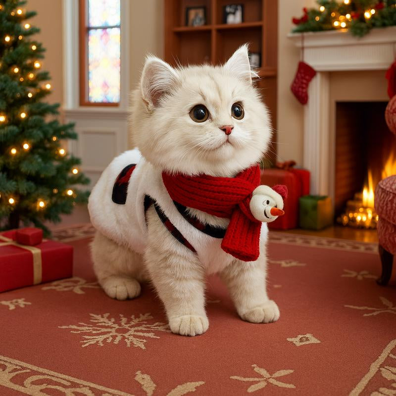 Christmas Cute & Cozy Fleece Pet Outfit Warm Turtleneck Winter Clothes for Dogs & Cats Perfect Christmas Gift for Animals