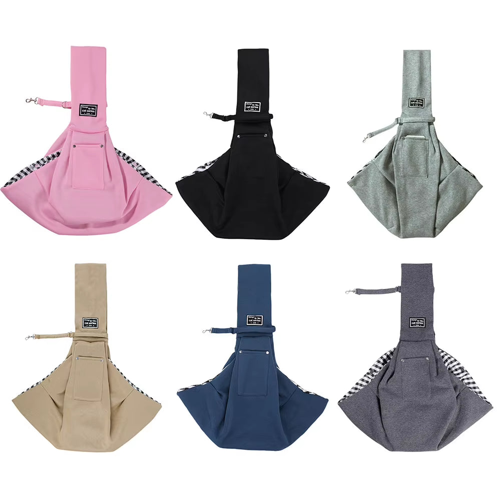 Pet Dog Sling Carrier Pet Crossbody Shoulder Bag Adjustable Strap Pet Carrier Bag with Safety Harness for Small Dogs Cats