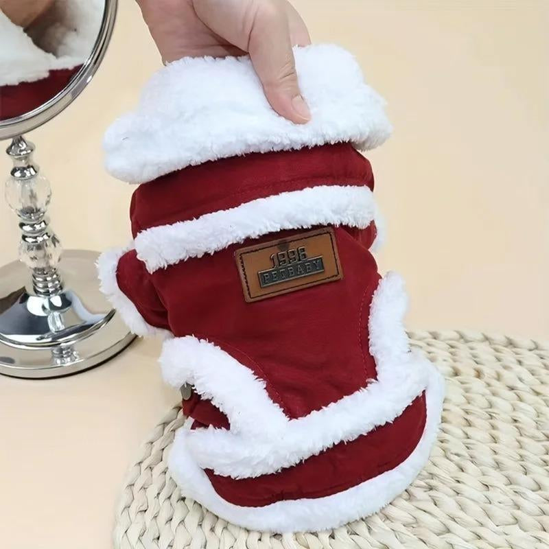Dachshund Merch Santa Claus Pet Vest Cozy Knitted Dog Jacket Waterproof Dog Coat Small to Medium Breeds Winter Th Easy Button Closure 100% Polyester Fleece Dog Winter Clothes