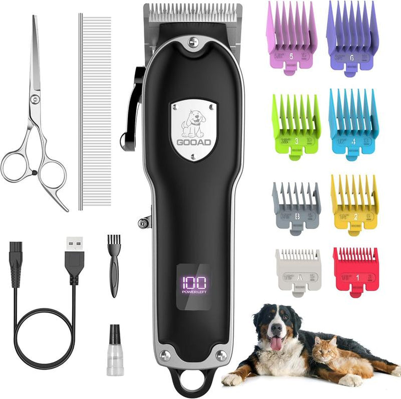GOOAD Dog Clippers for Grooming, Dog Grooming Kit, Cordless Dog Grooming Clippers for Thick Coats, Dog Hair Trimmer, Low Noise Dog Shaver Clippers, Quiet Pet Hair Clippers for Dogs Cats